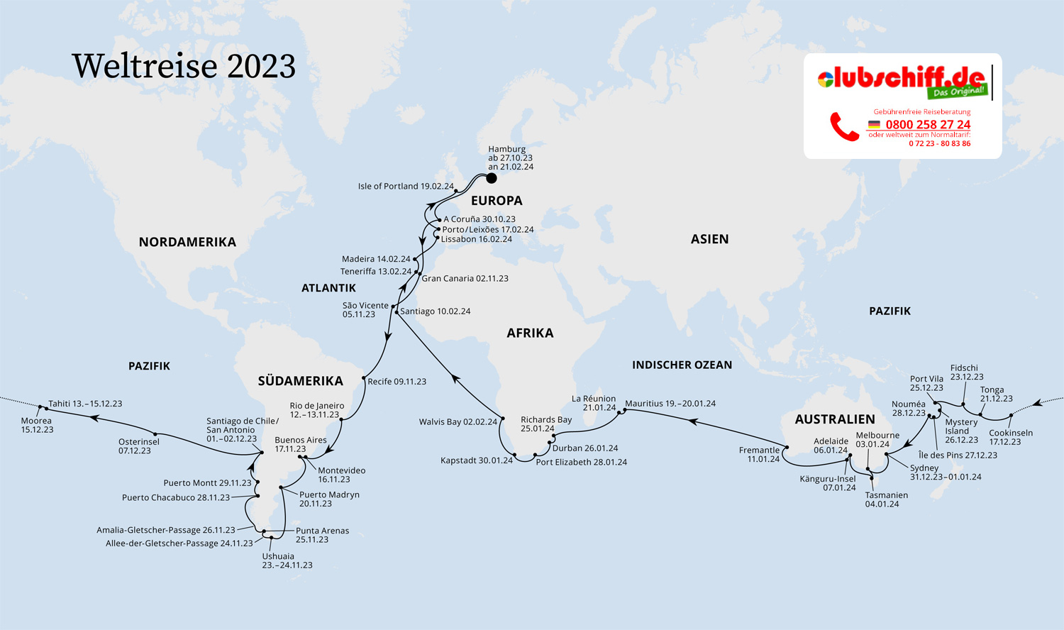 AIDA Weltreise 2023