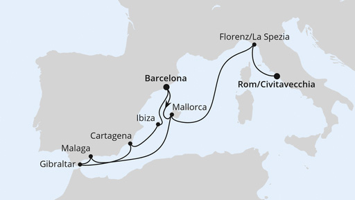 Spanien,Italien,Gibraltar ab Barcelona 