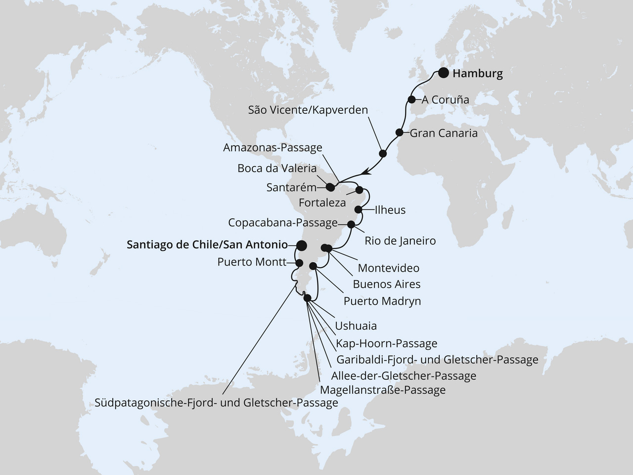 Von Hamburg nach Santiago de Chile