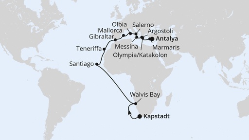 Südafrika, Namibia & Mittelmeer ab Kapstadt
