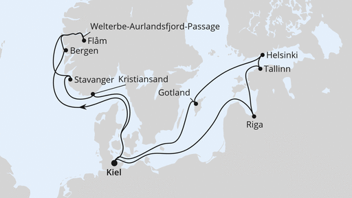 Ostsee und Norwegens Welterbe ab Kiel 2