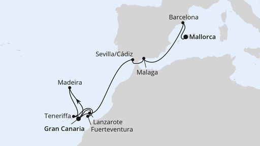 Kanaren, Madeira & Andalusien ab Gran Canaria