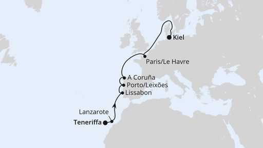 Europas Atlantikküste ab Teneriffa