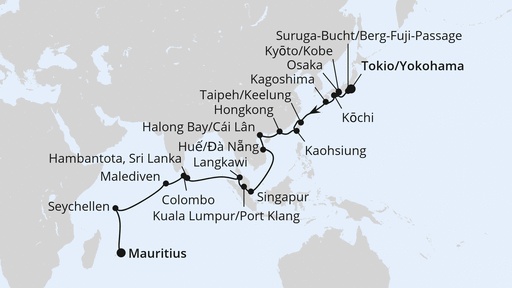 Weltenbummler von Asien in den Indischen Ozean