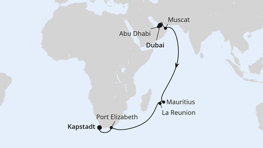 Von Dubai über Mauritius nach Kapstadt