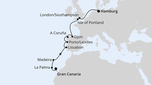 Von Gran Canaria über Portugal nach Hamburg