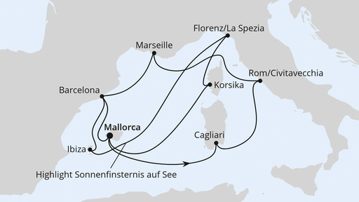 Grosse Mittelmeerreise mit Sonnenfinsternis