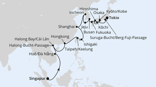 Von Singapur über Vietnam und Südkorea nach Tokio
